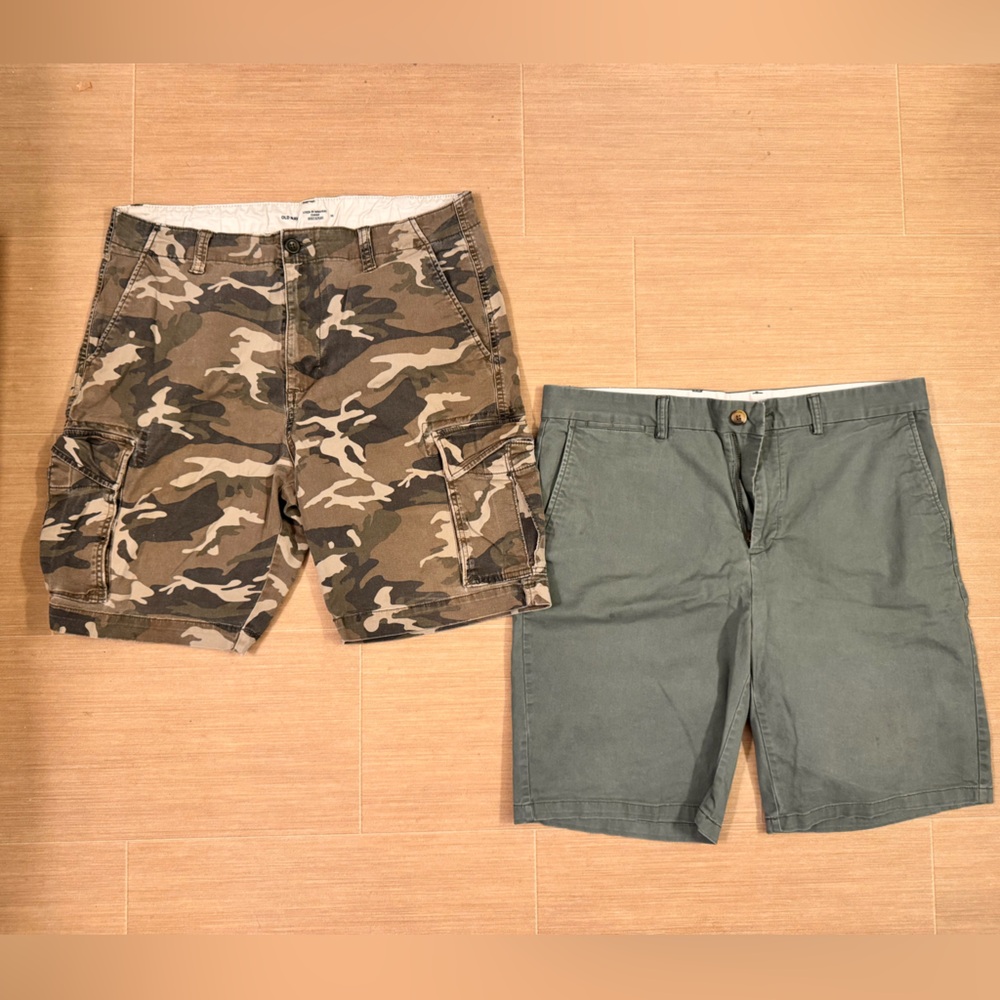 Sz36 Green Brown Camouflage and Gray Shorts Bundle (Set of 2 pairs) XL Shorts